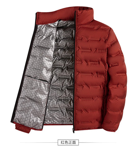 Graphene Self-Heating Winter Jacket for Men – 80% Duck Down, Windproof Stand Collar Short Casual Coat