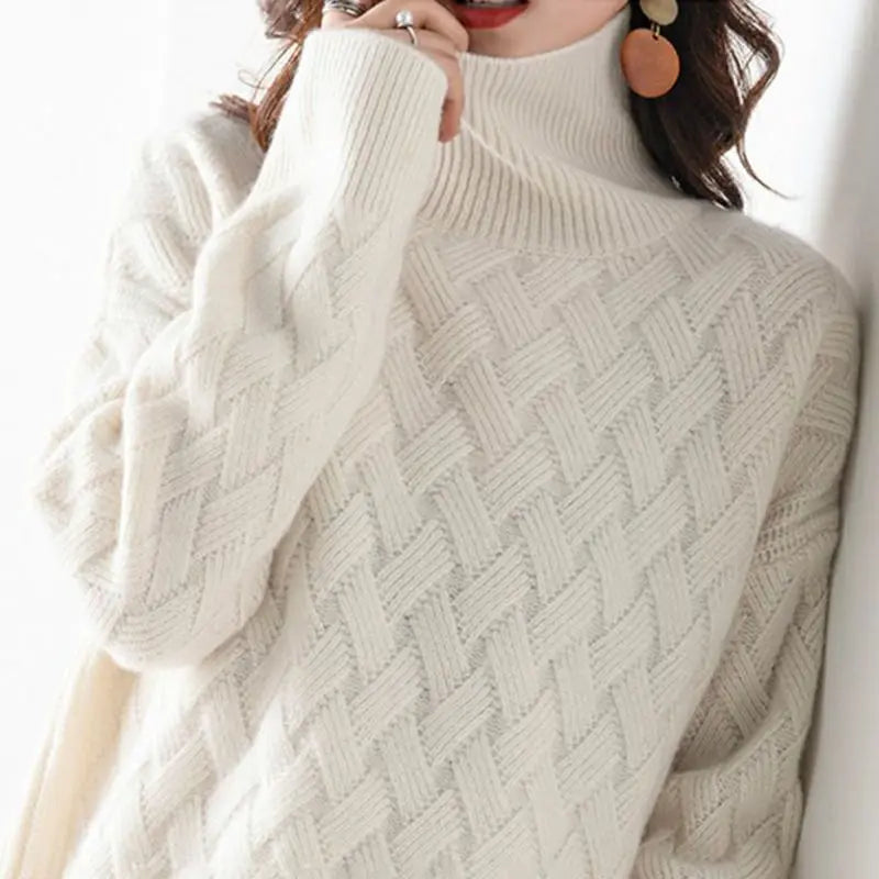 2024 New Women's Loose Sweater Winter Oversized Cashmere Turtleneck Pullover Chic Casual Long Sleeve Thick Knitwear S-3XL by ZMZBCH