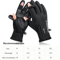 Waterproof Winter Fishing Gloves for Men & Women – 2 Finger Flip, Windproof, Velvet Lined, Warm & Anti-Slip Protection for Angling & Outdoor Activities