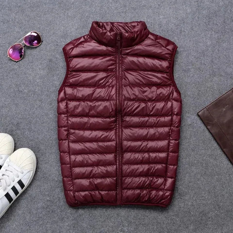 2024 Ultralight Sleeveless Puffer Vest Jacket - Ultra Thin, Warm, Lightweight Down Waistcoat for Men, Perfect for Spring, Autumn, and Winter Travel, Casual Style with White Duck Down Filling