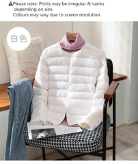 2024 Women’s White Duck Down Slim Fit Jacket – Lightweight Packable Winter Coat with Pockets, Stylish Office Lady Design