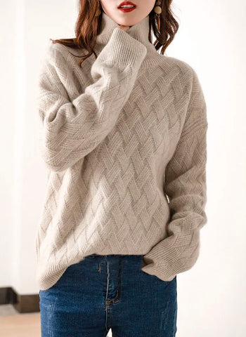 2024 New Women's Loose Sweater Winter Oversized Cashmere Turtleneck Pullover Chic Casual Long Sleeve Thick Knitwear S-3XL by ZMZBCH