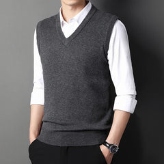 Men's Solid Color Sweater Vest Casual Fashion Warm Top