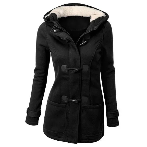 2025 Best-Selling Hooded Classic Cow Horn Button Jacket – Stylish Cotton Coat for Men & Women, Autumn/Winter Parka, Warm Fashion Outerwear