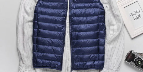 2024 Ultralight Sleeveless Puffer Vest Jacket - Ultra Thin, Warm, Lightweight Down Waistcoat for Men, Perfect for Spring, Autumn, and Winter Travel, Casual Style with White Duck Down Filling