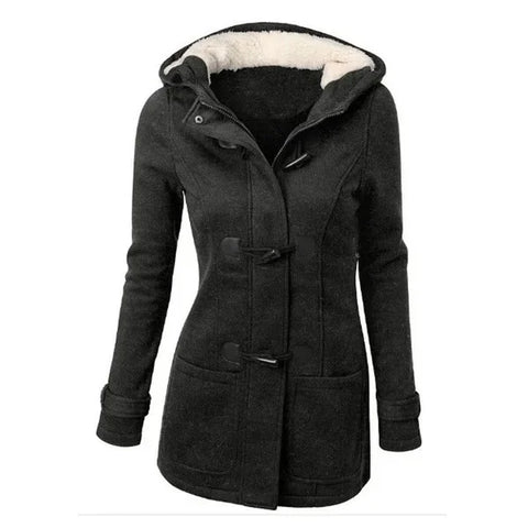 2025 Best-Selling Hooded Classic Cow Horn Button Jacket – Stylish Cotton Coat for Men & Women, Autumn/Winter Parka, Warm Fashion Outerwear