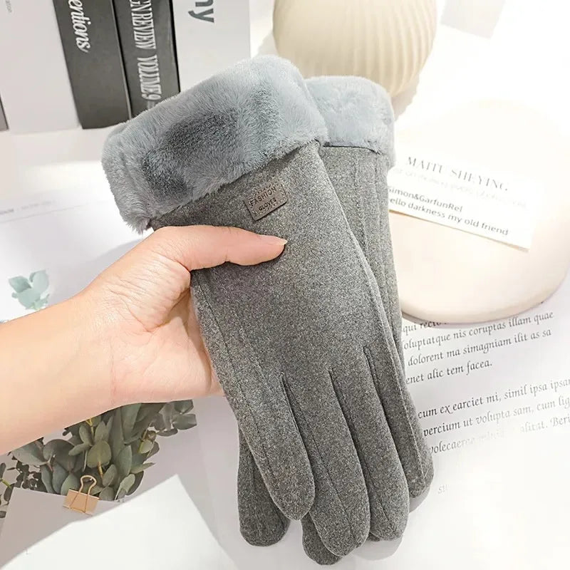 Women's Winter Gloves – Plush Suede Touchscreen Driving Gloves, Warm Opera-Length Cycling Mittens for Sports and Outdoor