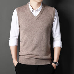 Men's Solid Color Sweater Vest Casual Fashion Warm Top