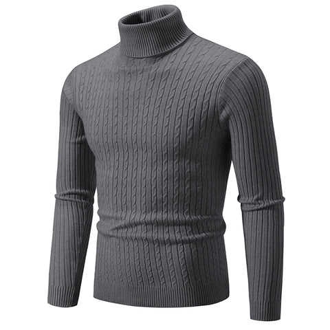 New Men's High Neck Sweater Solid Color Pullover Knitted Warm Casual Turtleneck Sweatwear Woolen Mens Winter Outdoor Tops