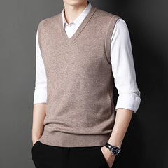 Men's Solid Color Sweater Vest Casual Fashion Warm Top