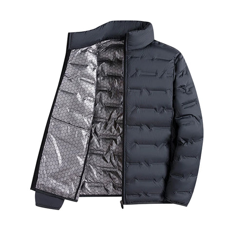 Graphene Self-Heating Winter Jacket for Men – 80% Duck Down, Windproof Stand Collar Short Casual Coat