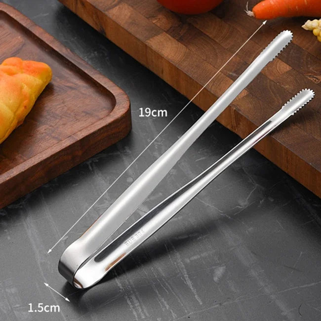 Stainless Steel Grill Tongs Food Clip BBQ Steak Clip Bread Tong Cooking Utensils Party Non-Slip Kitchen Gadgets Accessories