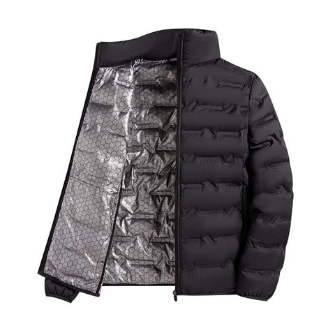 Graphene Self-Heating Winter Jacket for Men – 80% Duck Down, Windproof Stand Collar Short Casual Coat