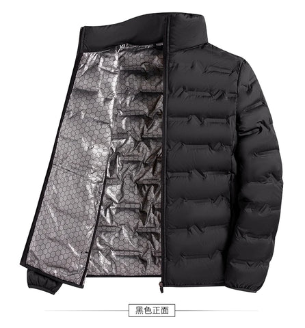 Graphene Self-Heating Winter Jacket for Men – 80% Duck Down, Windproof Stand Collar Short Casual Coat