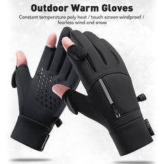 Waterproof Winter Fishing Gloves – 2 Finger Flip, Windproof, Touch Screen, Anti-Slip, Warm Protection for Men & Women, Ideal for Fishing, Cycling, and Outdoor Sports