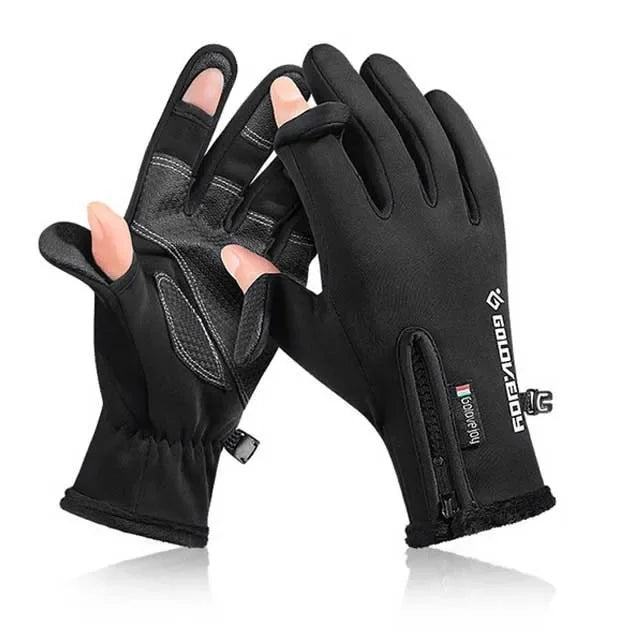 Waterproof Winter Fishing Gloves for Men & Women – 2 Finger Flip, Windproof, Velvet Lined, Warm & Anti-Slip Protection for Angling & Outdoor Activities