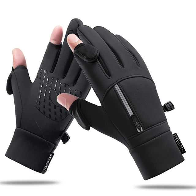 Waterproof Winter Fishing Gloves – 2 Finger Flip, Windproof, Touch Screen, Anti-Slip, Warm Protection for Men & Women, Ideal for Fishing, Cycling, and Outdoor Sports