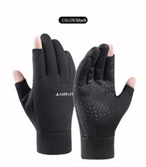 Winter Fishing Gloves for Men & Women – Anti-Slip, Touch Screen, Two Finger Cut Design, Warm Outdoor Cycling & Angling Gloves