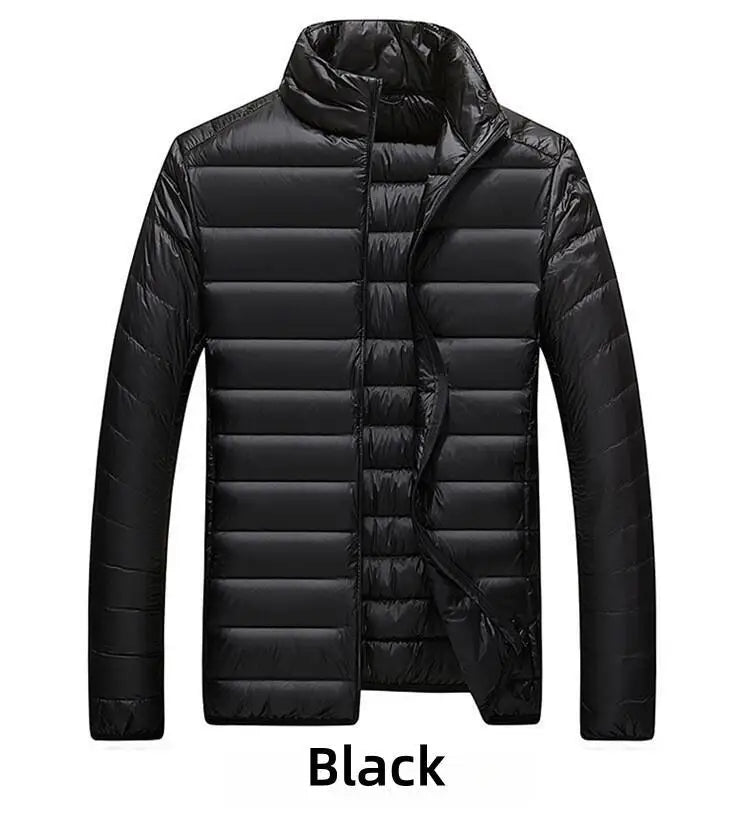 UETEEY Men’s Ultra-Light Waterproof Duck Down Jacket – Casual Outdoor Autumn Winter Padded Coat with Wave Cut Design