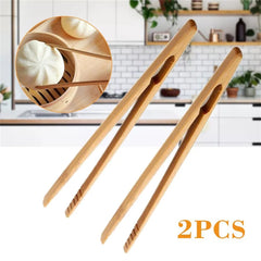 2Pcs 18cm Bamboo Wood Wooden Food Toast Salad Tongs Toaster Bacon Sugar Ice Tea Tong Tea Clips Teaware For Kitchen