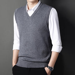 Men's Solid Color Sweater Vest Casual Fashion Warm Top