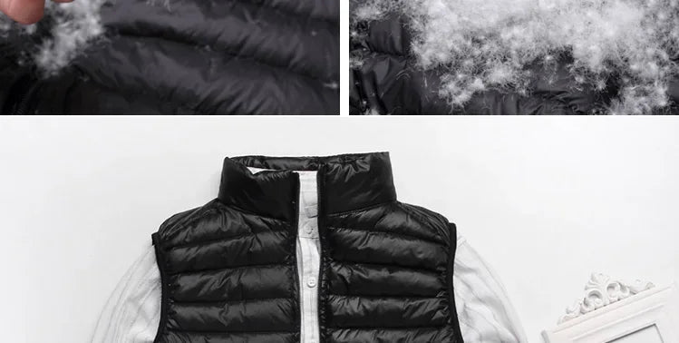 2024 Ultralight Sleeveless Puffer Vest Jacket - Ultra Thin, Warm, Lightweight Down Waistcoat for Men, Perfect for Spring, Autumn, and Winter Travel, Casual Style with White Duck Down Filling