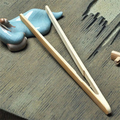 2Pcs 18cm Bamboo Wood Wooden Food Toast Salad Tongs Toaster Bacon Sugar Ice Tea Tong Tea Clips Teaware For Kitchen