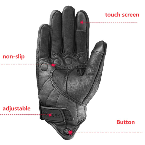 Motorcycle Gloves for Men & Women, Leather Moto Gloves for Cycling, Motorbike, ATV, Motorcross – S-3XL, XXL Bicycle Protection by Moundex